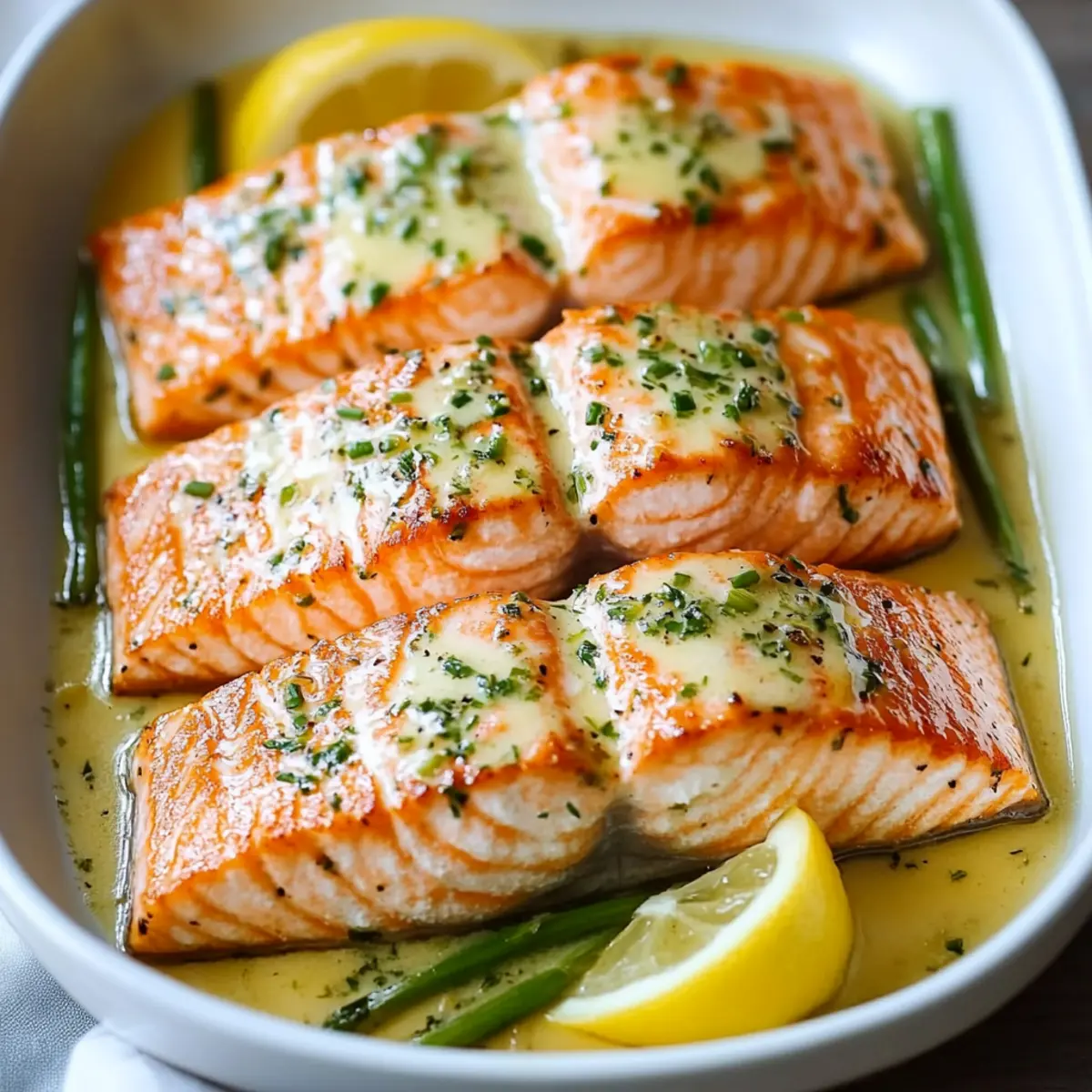 Salmon with Garlic Lemon Butter Sauce