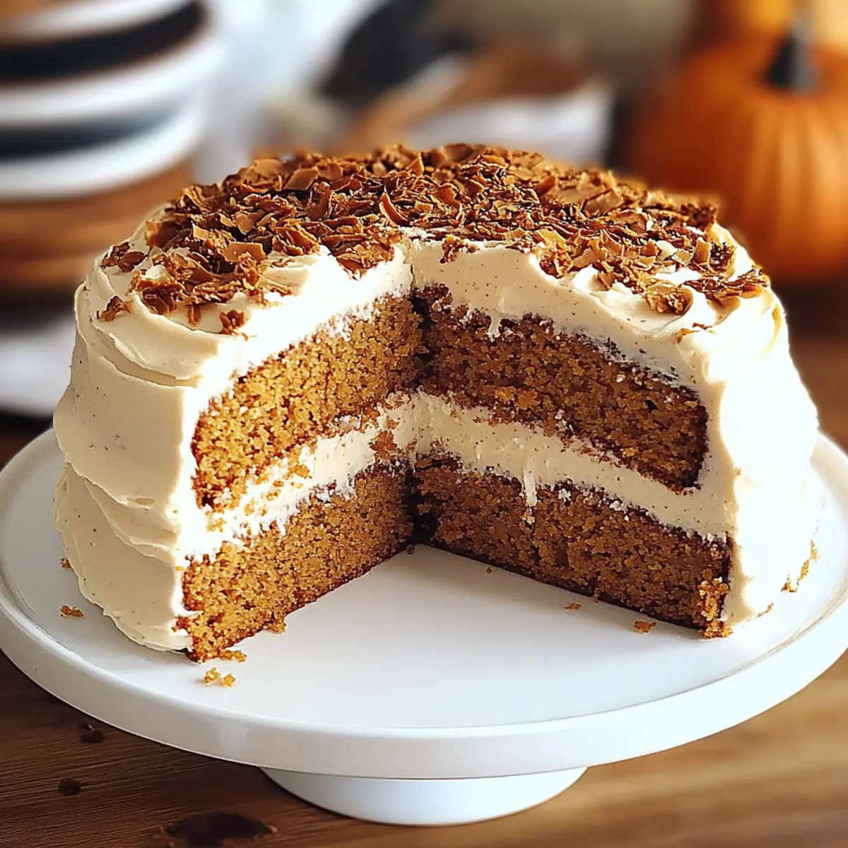 Vegan Pumpkin Spice Cake with Coconut Frosting