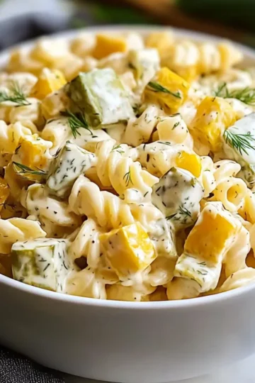 Creamy Dill Pickle Pasta Salad
