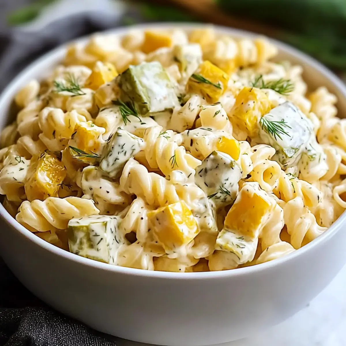 Creamy Dill Pickle Pasta Salad