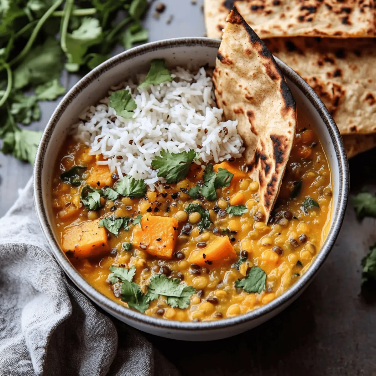 Coconut Sweet Potato Lentil Soup with Rice