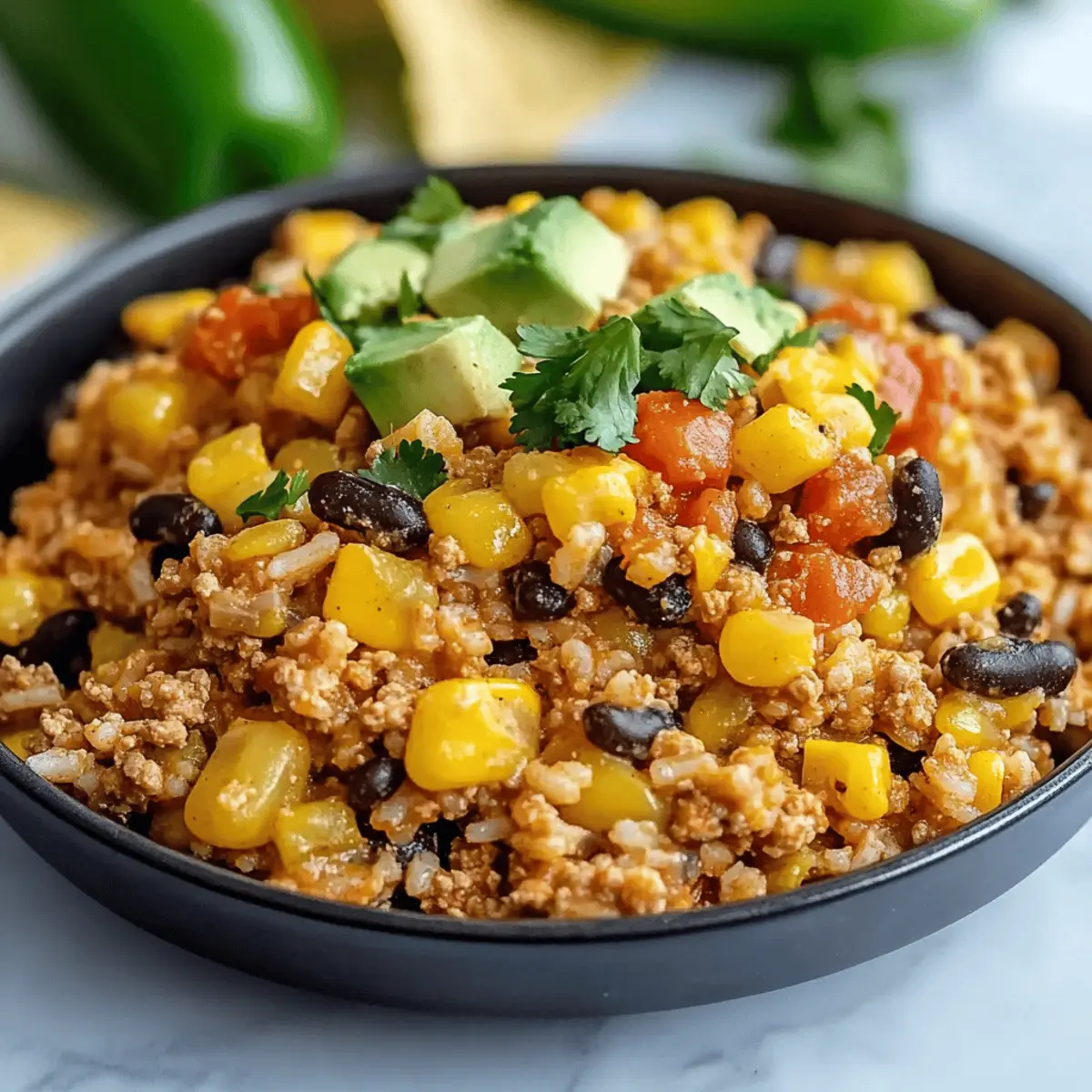 Southwest Rice and Ground Turkey Skillet