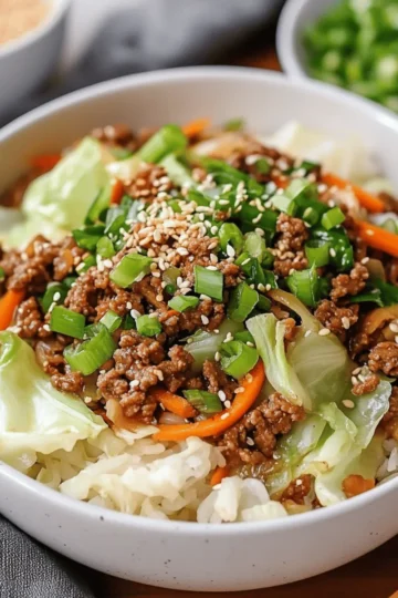Asian Ground Beef and Cabbage Stir Fry
