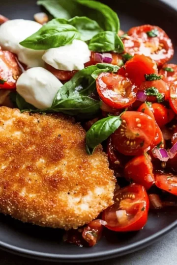 Chicken Milanese with Tomato, Mozzarella, and Basil Salad