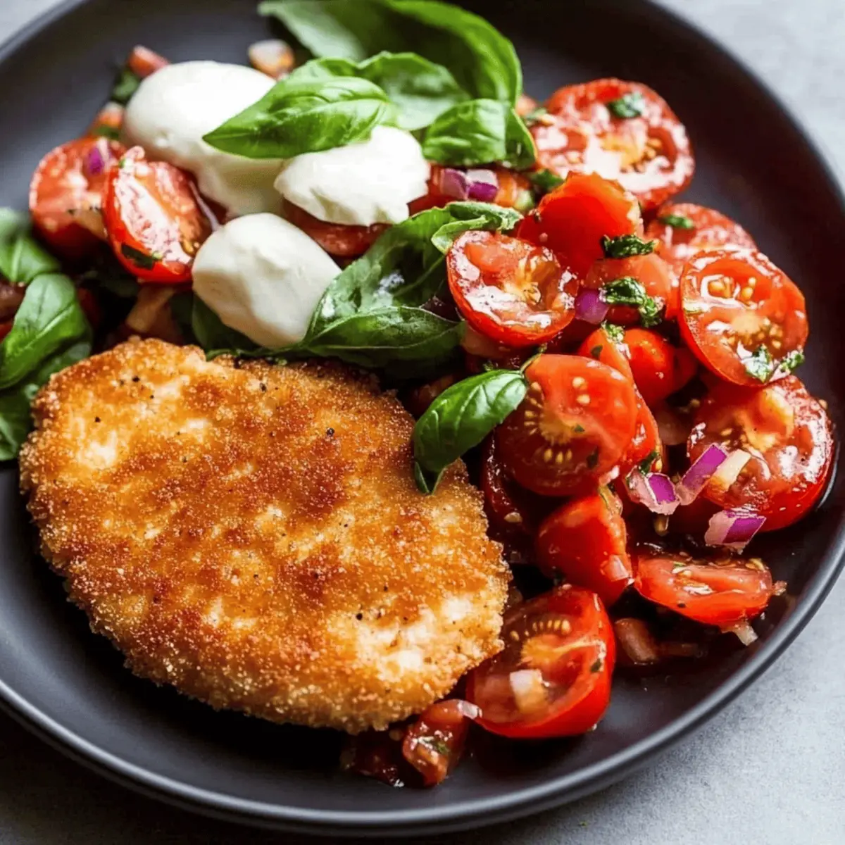 Chicken Milanese with Tomato, Mozzarella, and Basil Salad