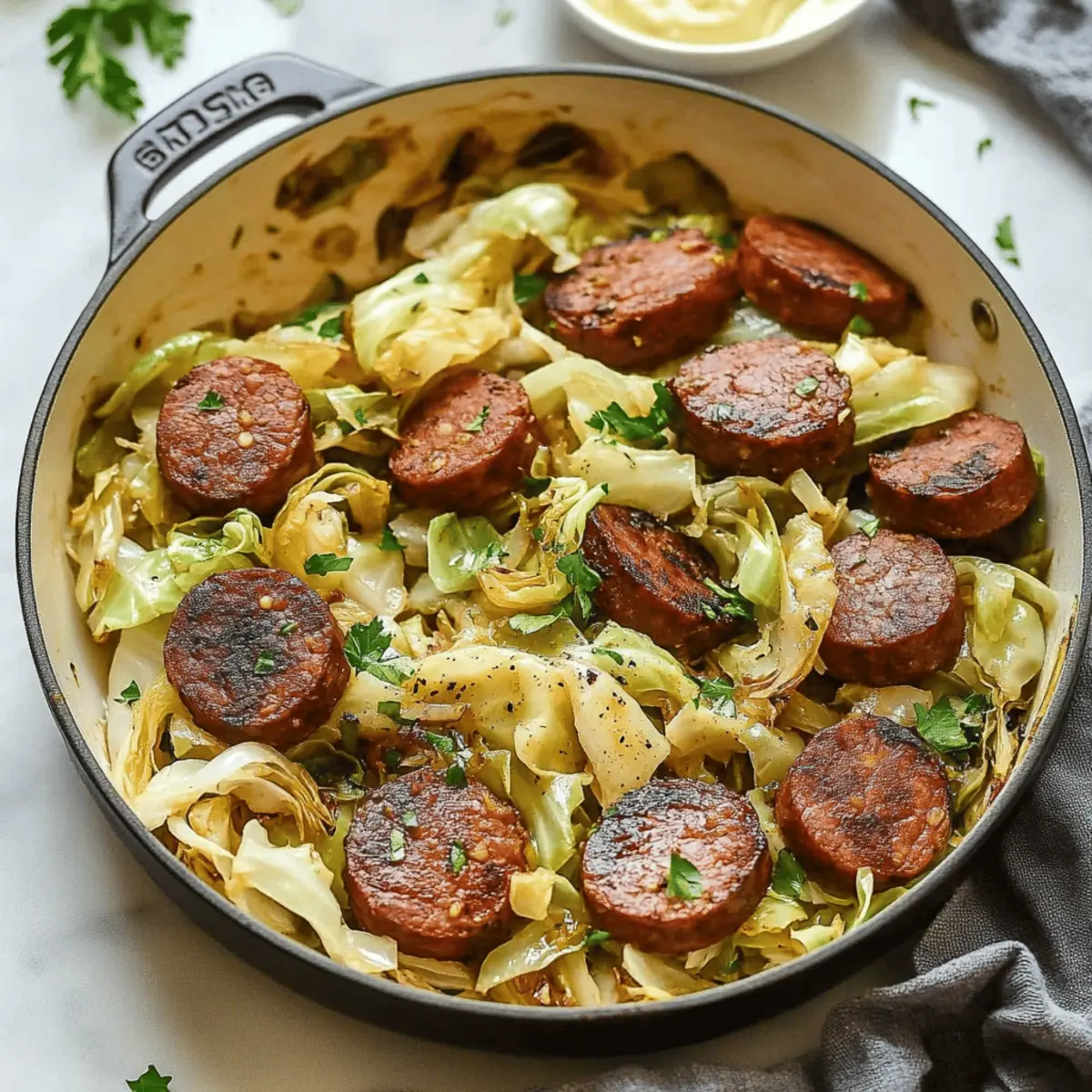 Kielbasa and Cabbage Skillet with Mustard Vinaigrette