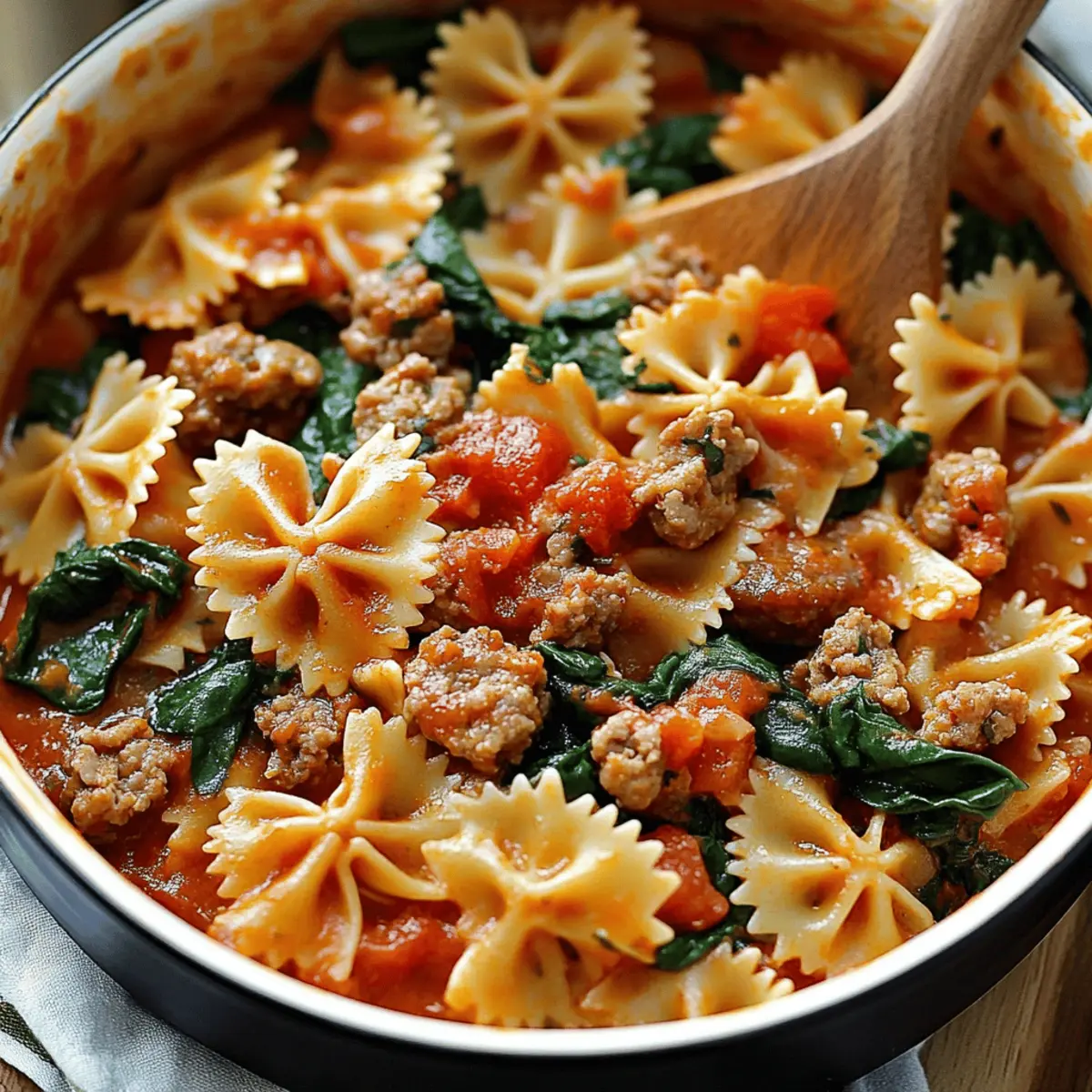 Tomato Spinach Sausage Pasta