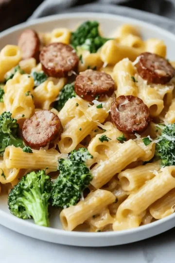 One-Pot Cheesy Smoked Sausage and Broccoli Pasta