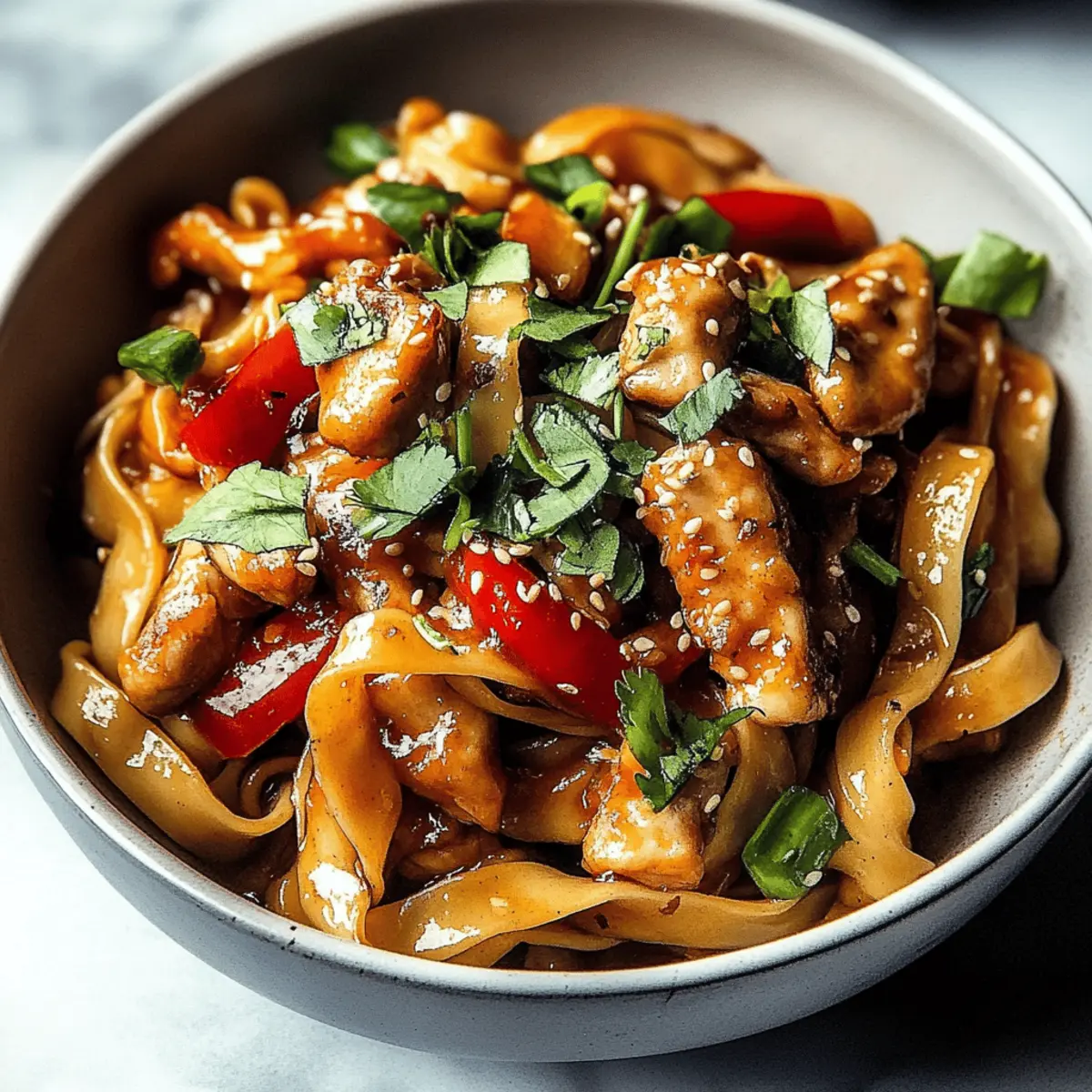 Crispy Garlic Chicken Drunken Noodles