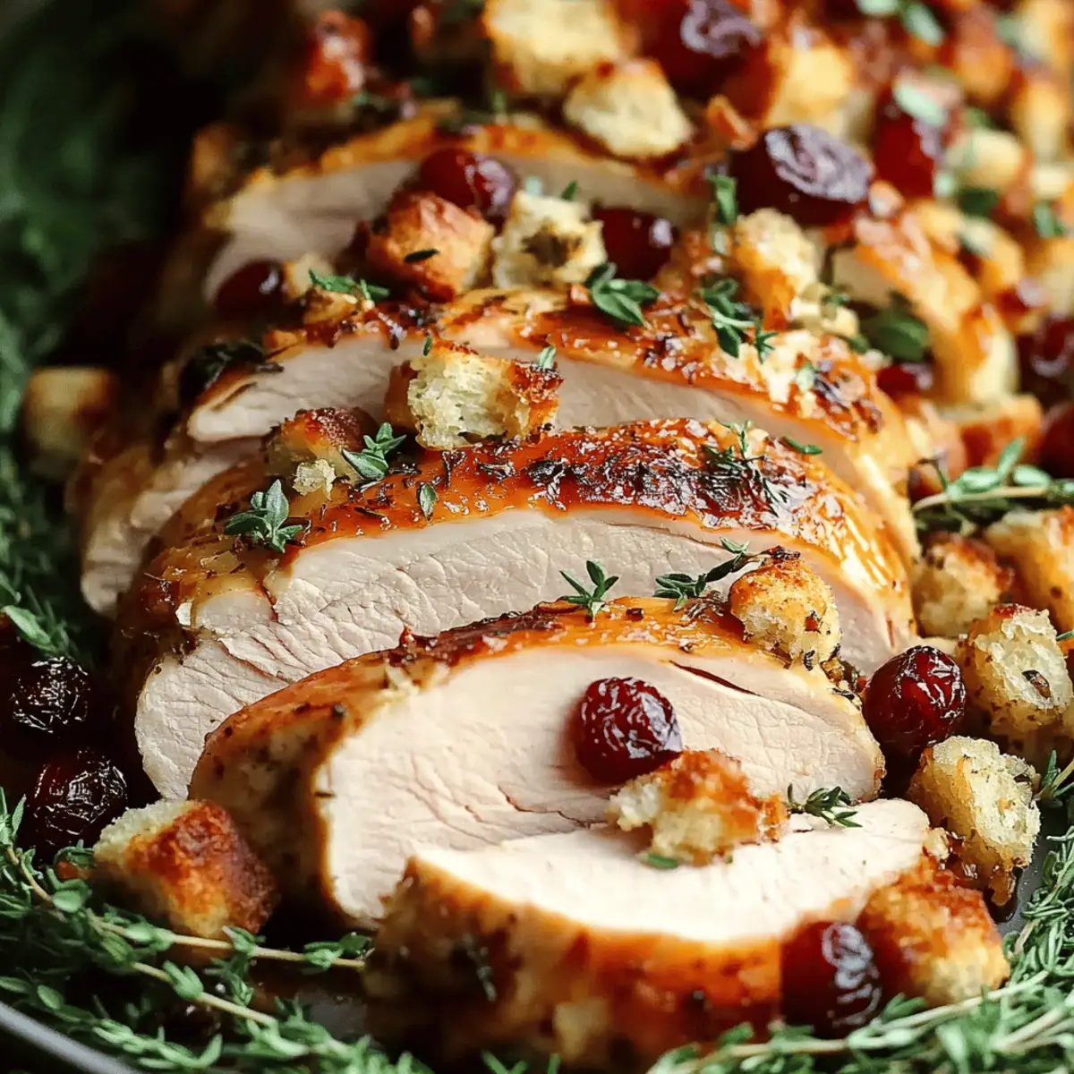 Sheet Pan Herb Roasted Turkey and Cranberry Pecan Stuffing