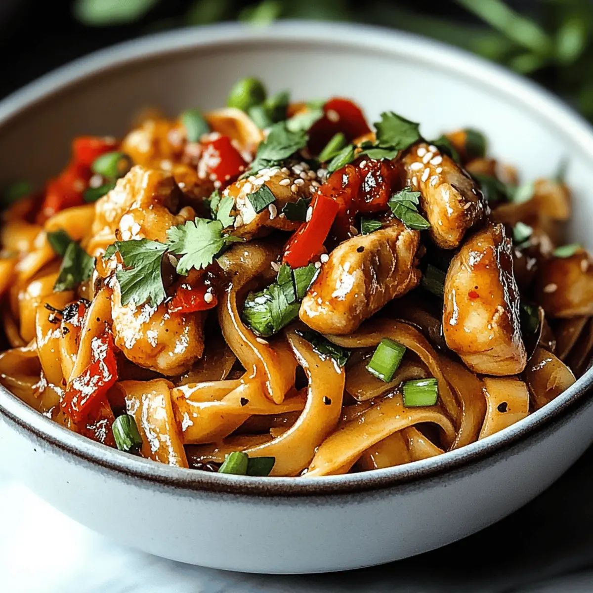 Crispy Garlic Chicken Drunken Noodles