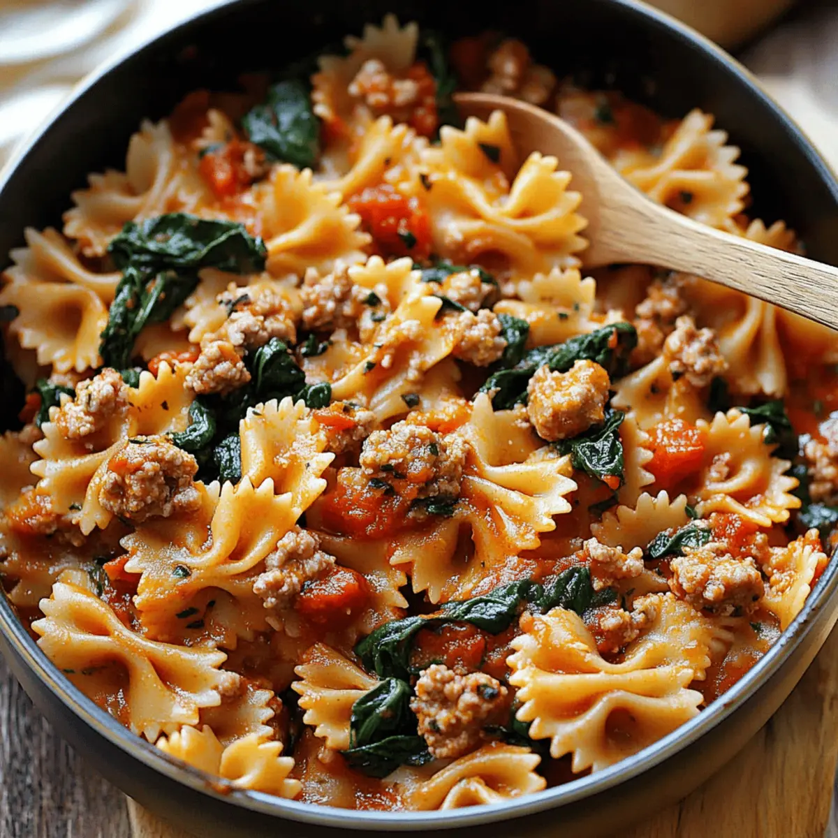 Tomato Spinach Sausage Pasta