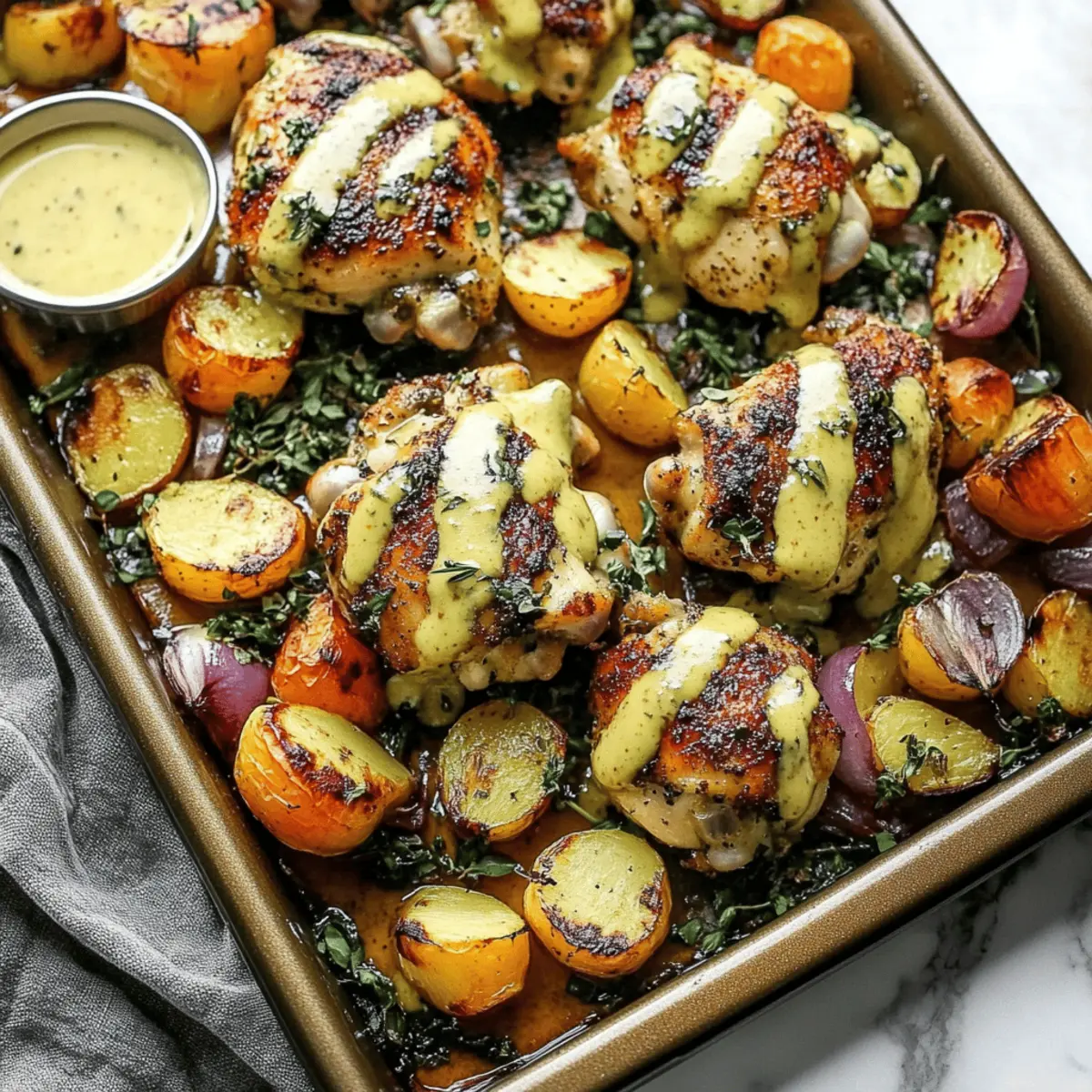 Harvest Sheet Pan Chicken with Maple-Mustard Sauce