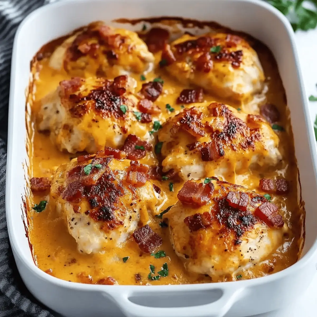 Creamy Smothered Southern-Style Chicken with Cheddar and Bacon