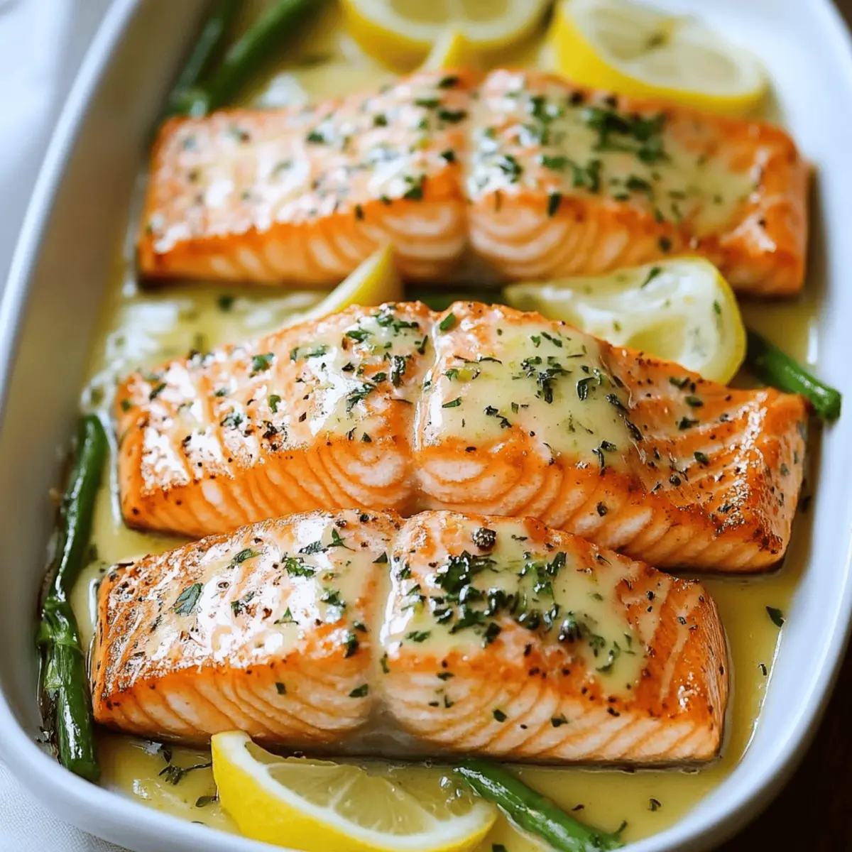 Salmon with Garlic Lemon Butter Sauce