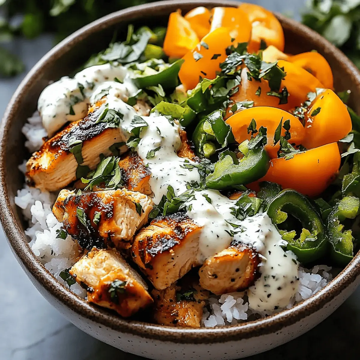 Greek Chicken Bowls with Creamy Tahini Feta Sauce