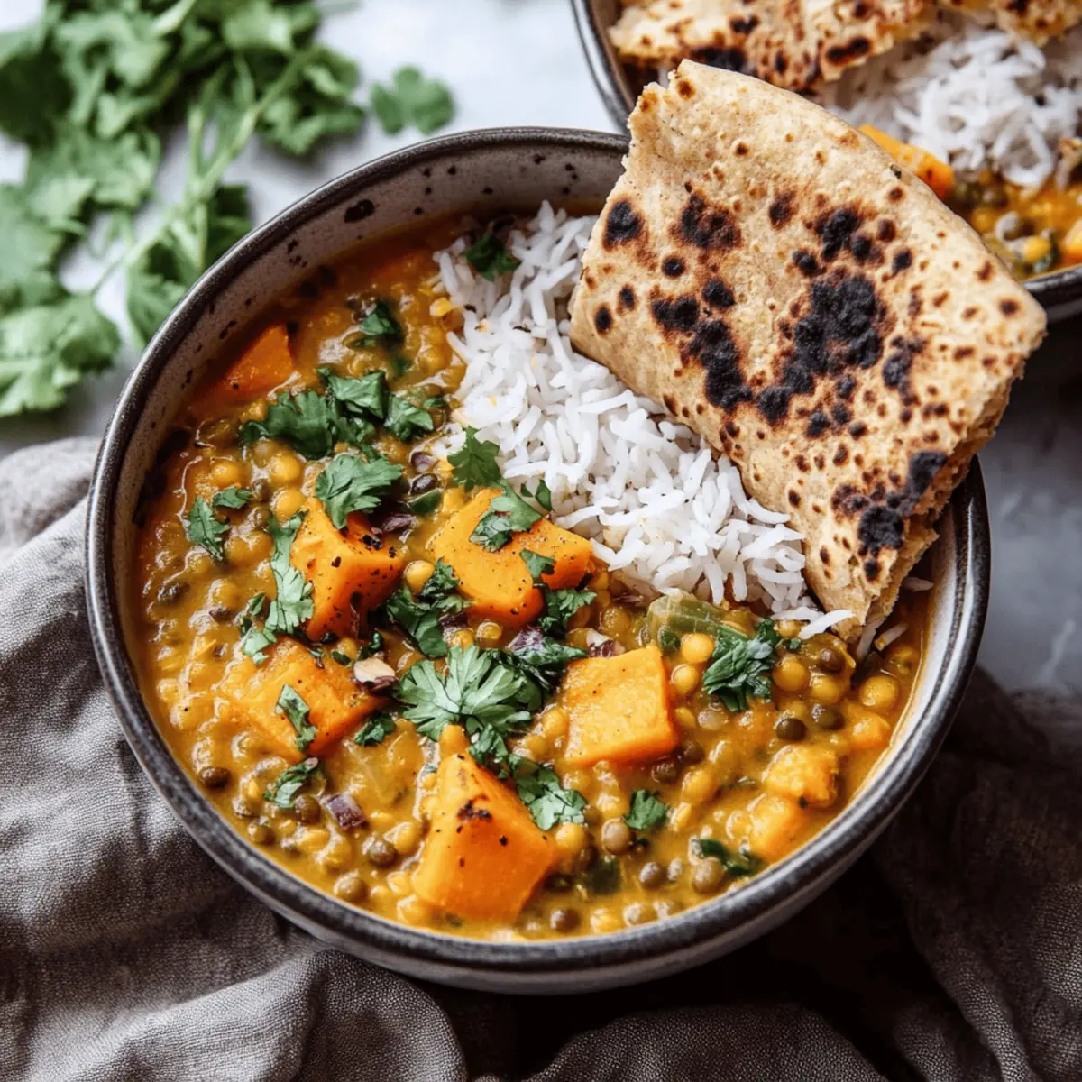 Coconut Sweet Potato Lentil Soup with Rice