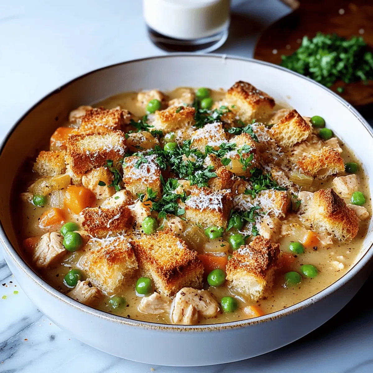 Garlic Bread-Topped Chicken Pot Pie