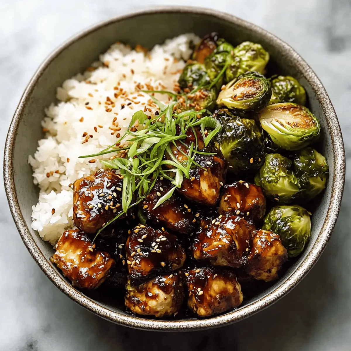 Sheet Pan Sticky Ginger Sesame Chicken and Crispy Brussels Sprouts