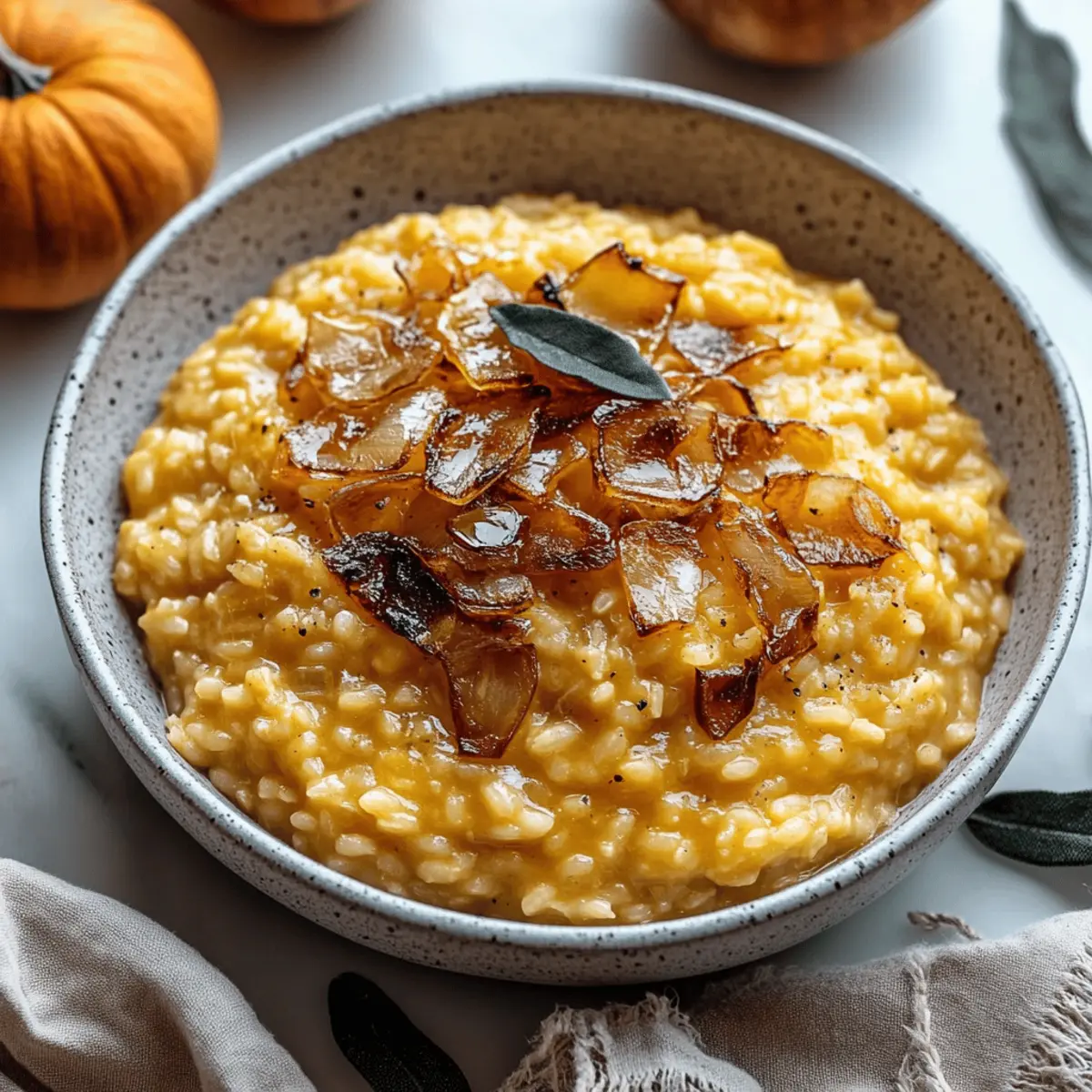 Pumpkin Risotto with Cider Caramelized Onions