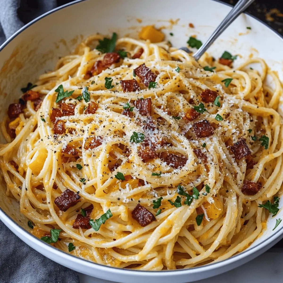 Butternut Squash Carbonara Pasta