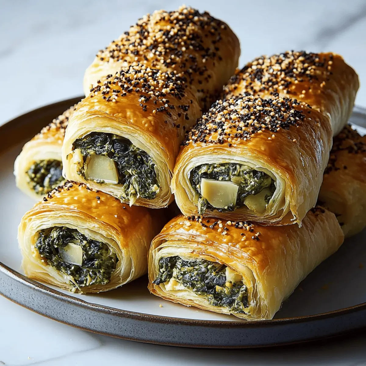 Spinach Dip Puff Pastry Rolls with Artichoke and Cheese