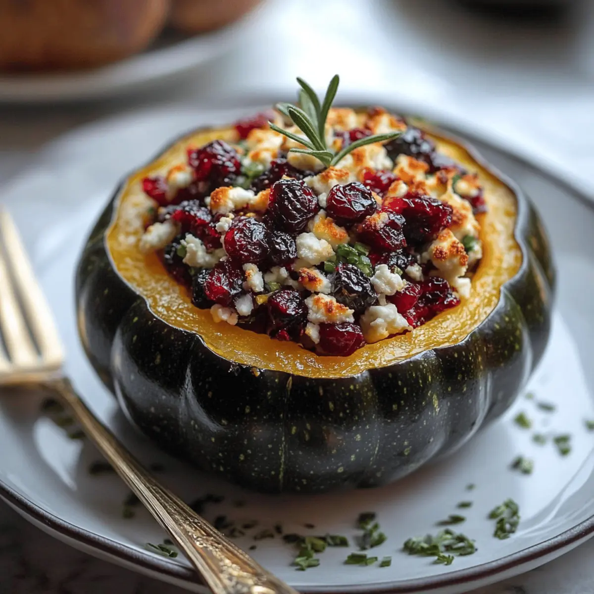 Cranberry and Goat Cheese Stuffed Acorn Squash