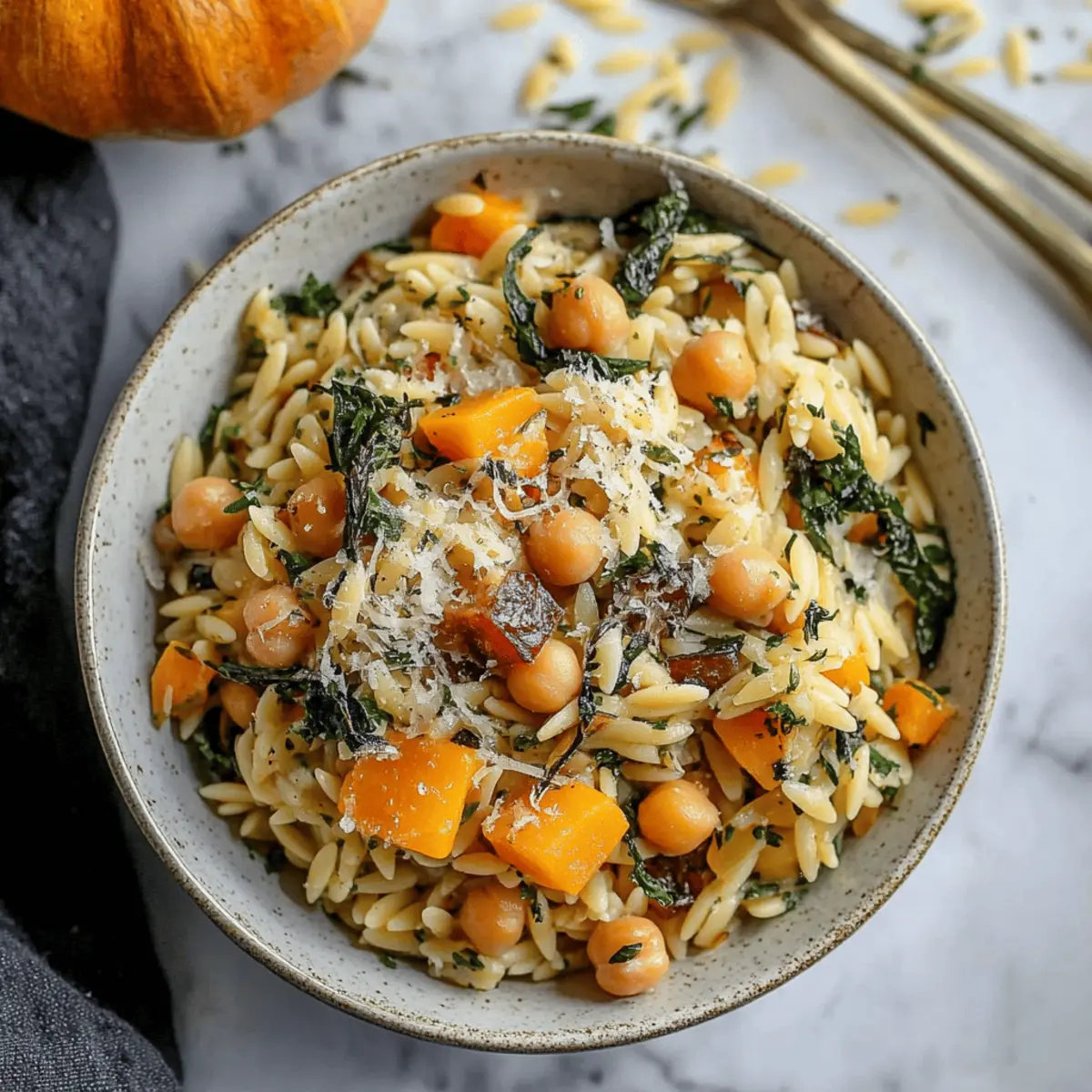 Fall Vegetable Orzo and Chickpeas
