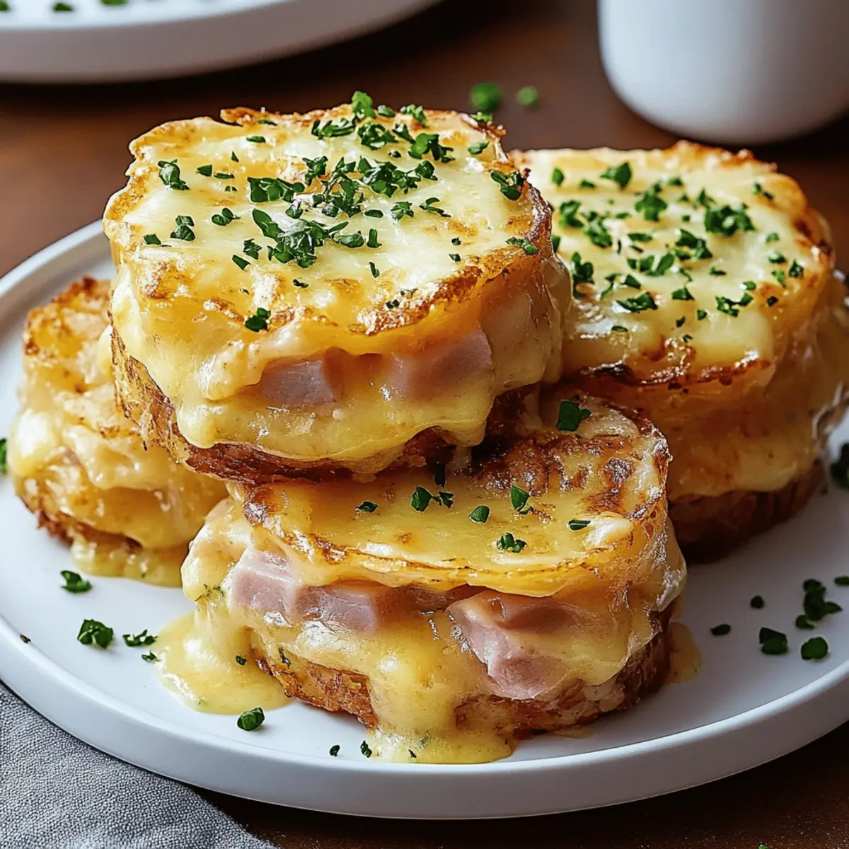 Cheesy Scalloped Potato & Ham Stacks