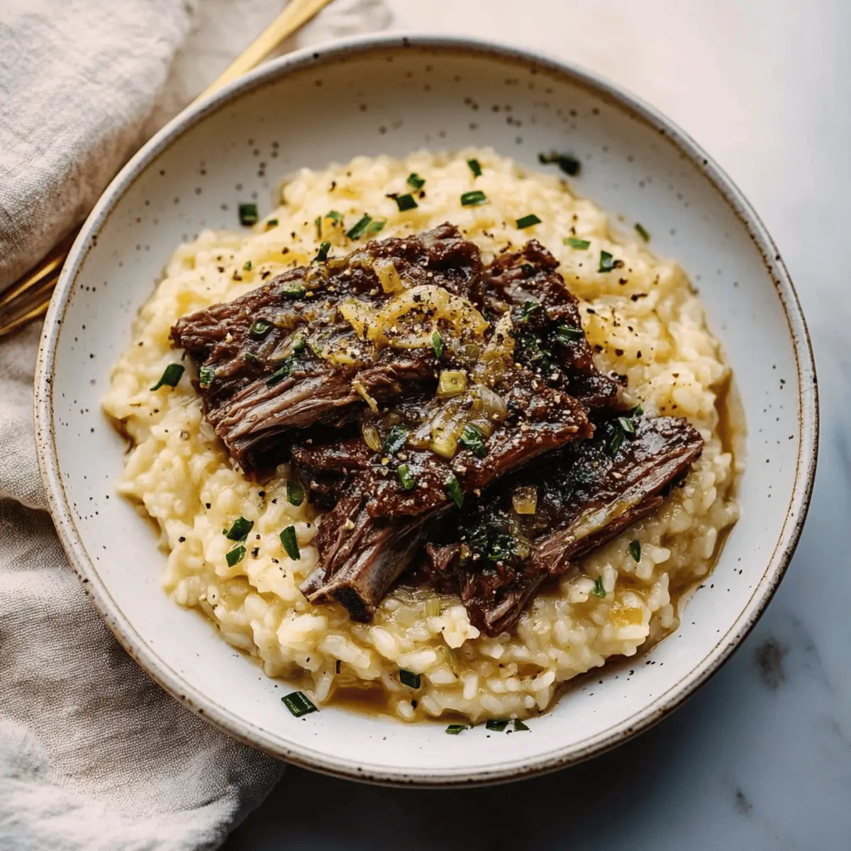 Braised Short Ribs with Charred Scallion Risotto