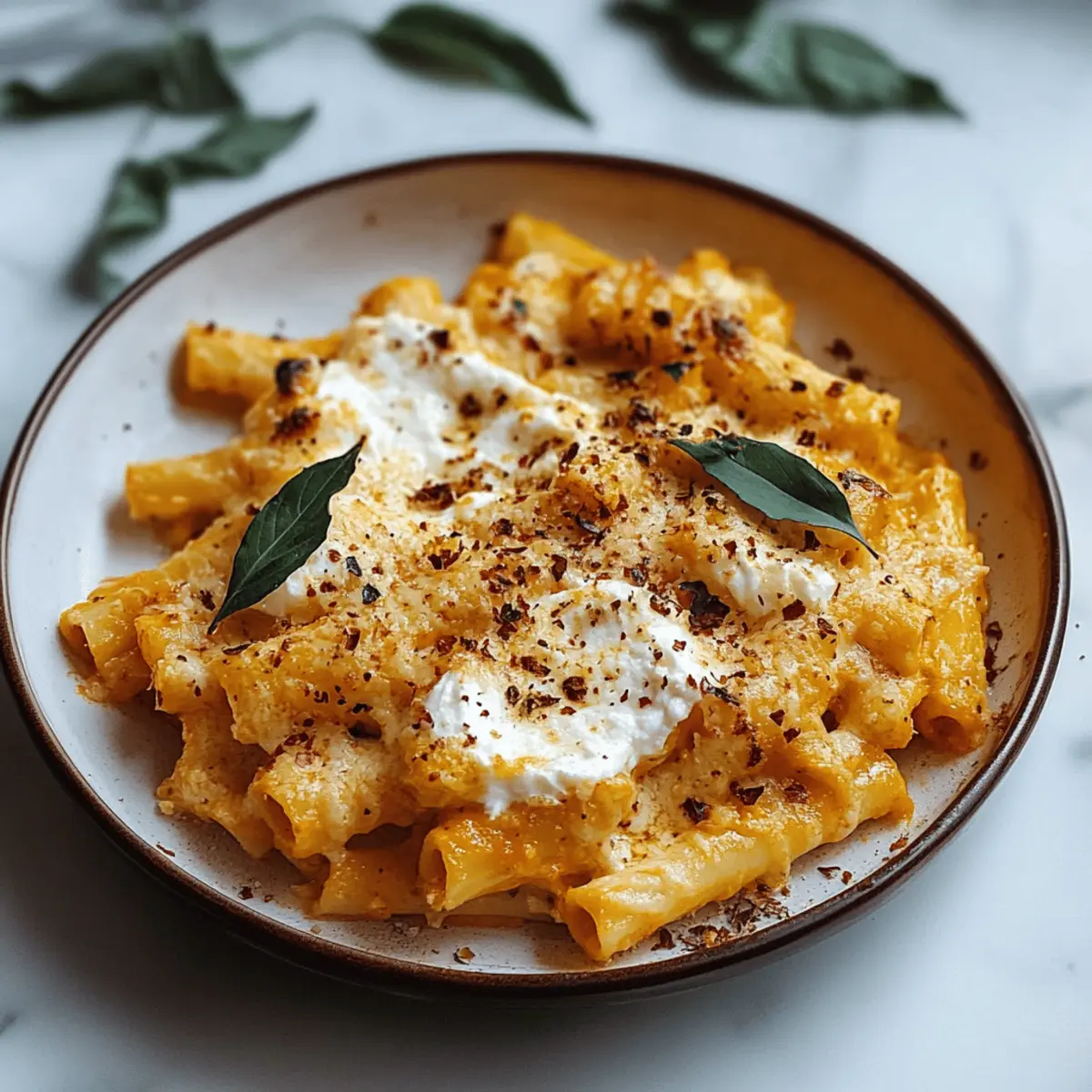 Pumpkin Burrata Baked Ziti