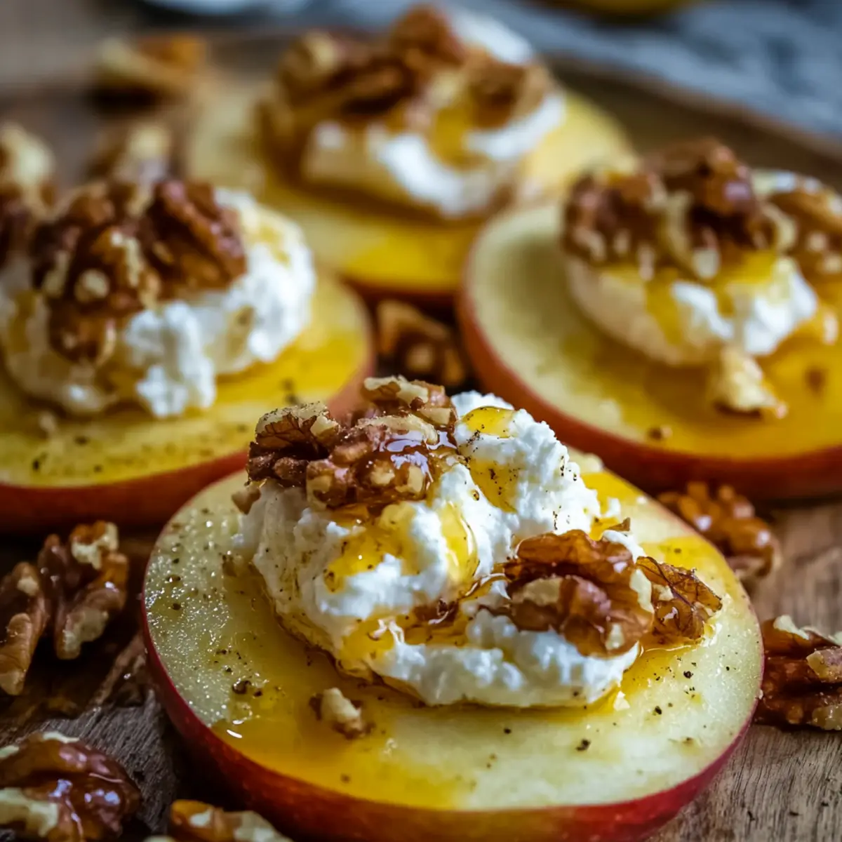 Apple Slices with Whipped Goat Cheese, Honey Walnuts