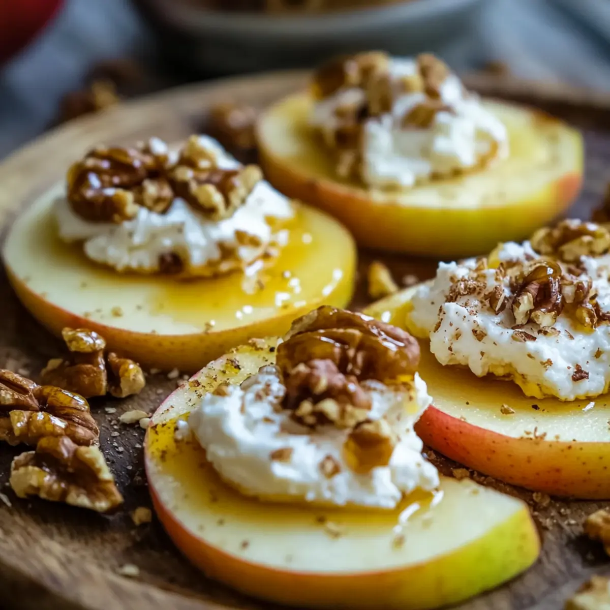 Apple Slices with Whipped Goat Cheese, Honey Walnuts