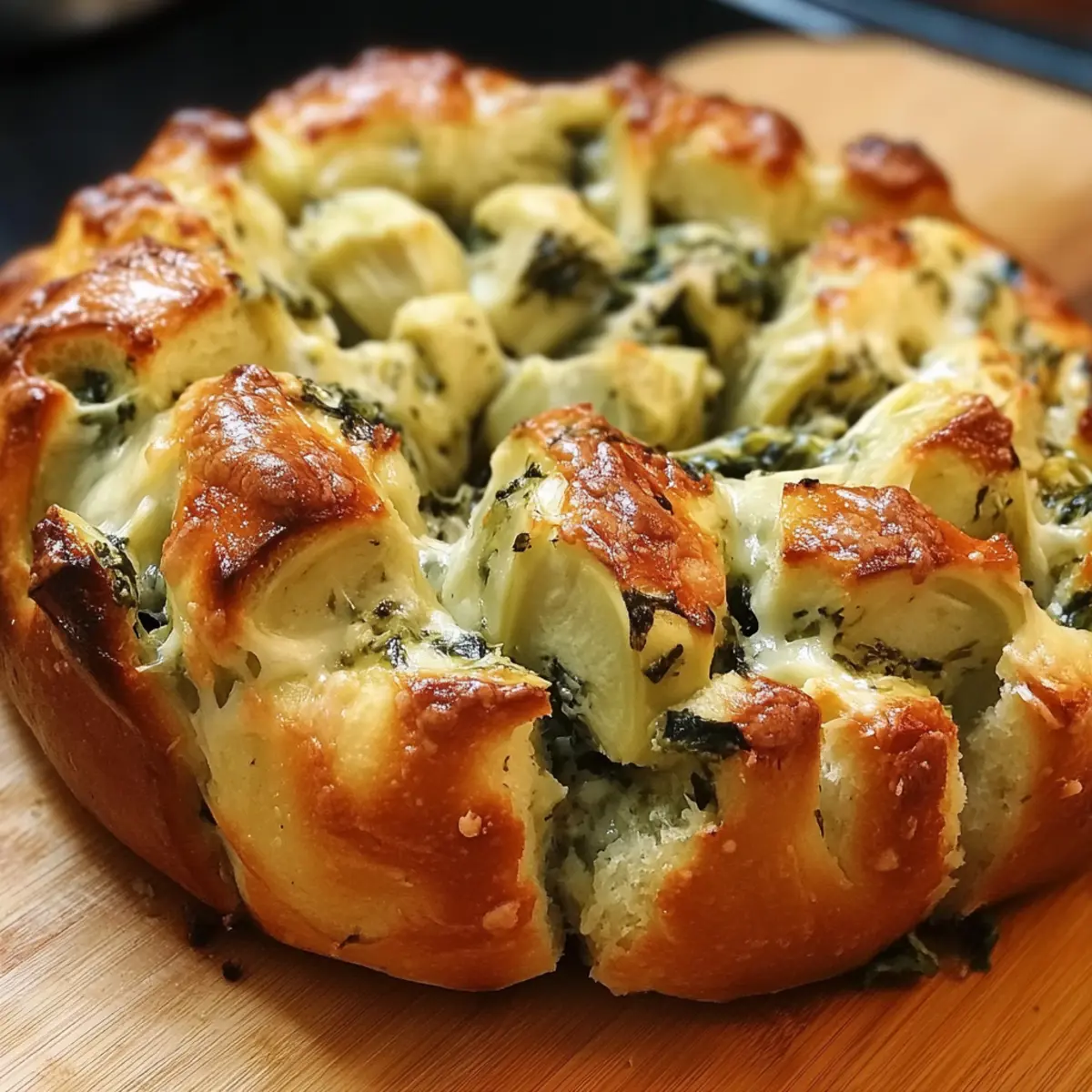 Cheesy Spinach Artichoke Pull-Apart Bread