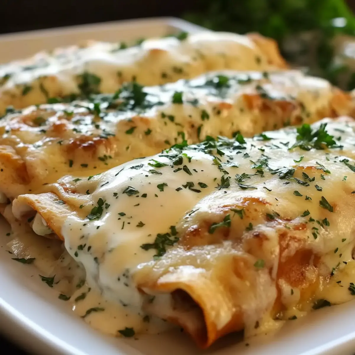 Chicken Enchiladas with Sour Cream White Sauce