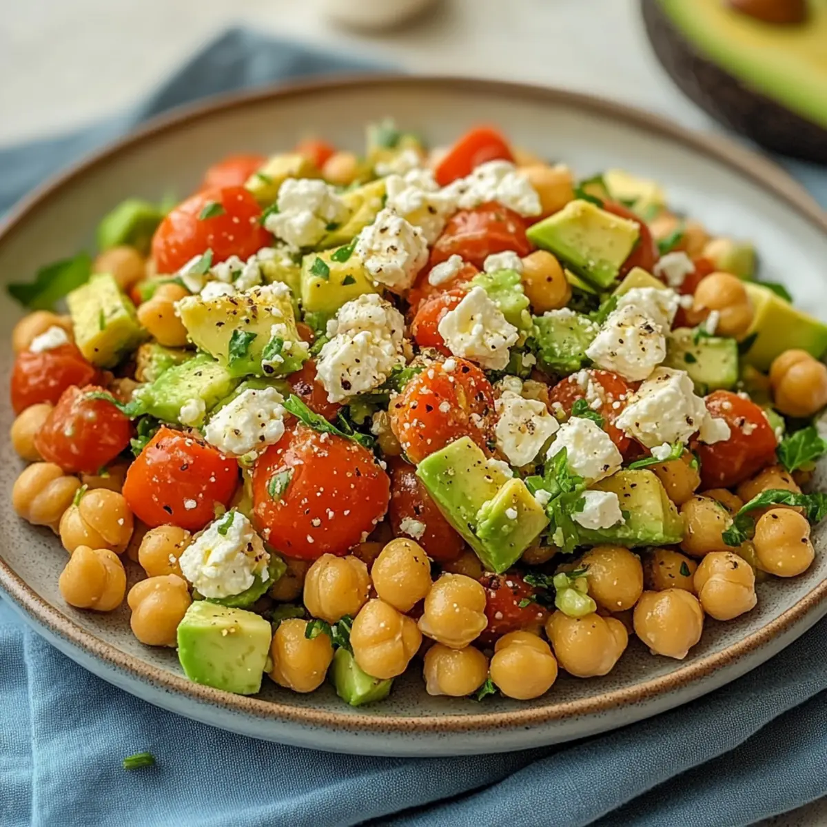 Chickpea Feta Avocado Salad