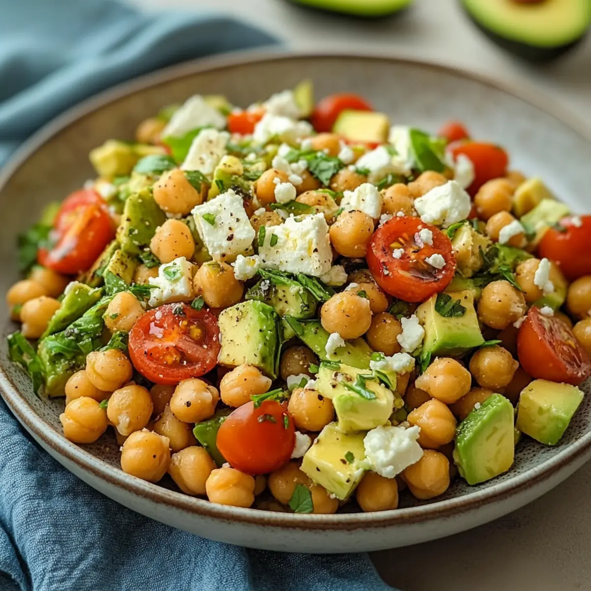 Chickpea Feta Avocado Salad