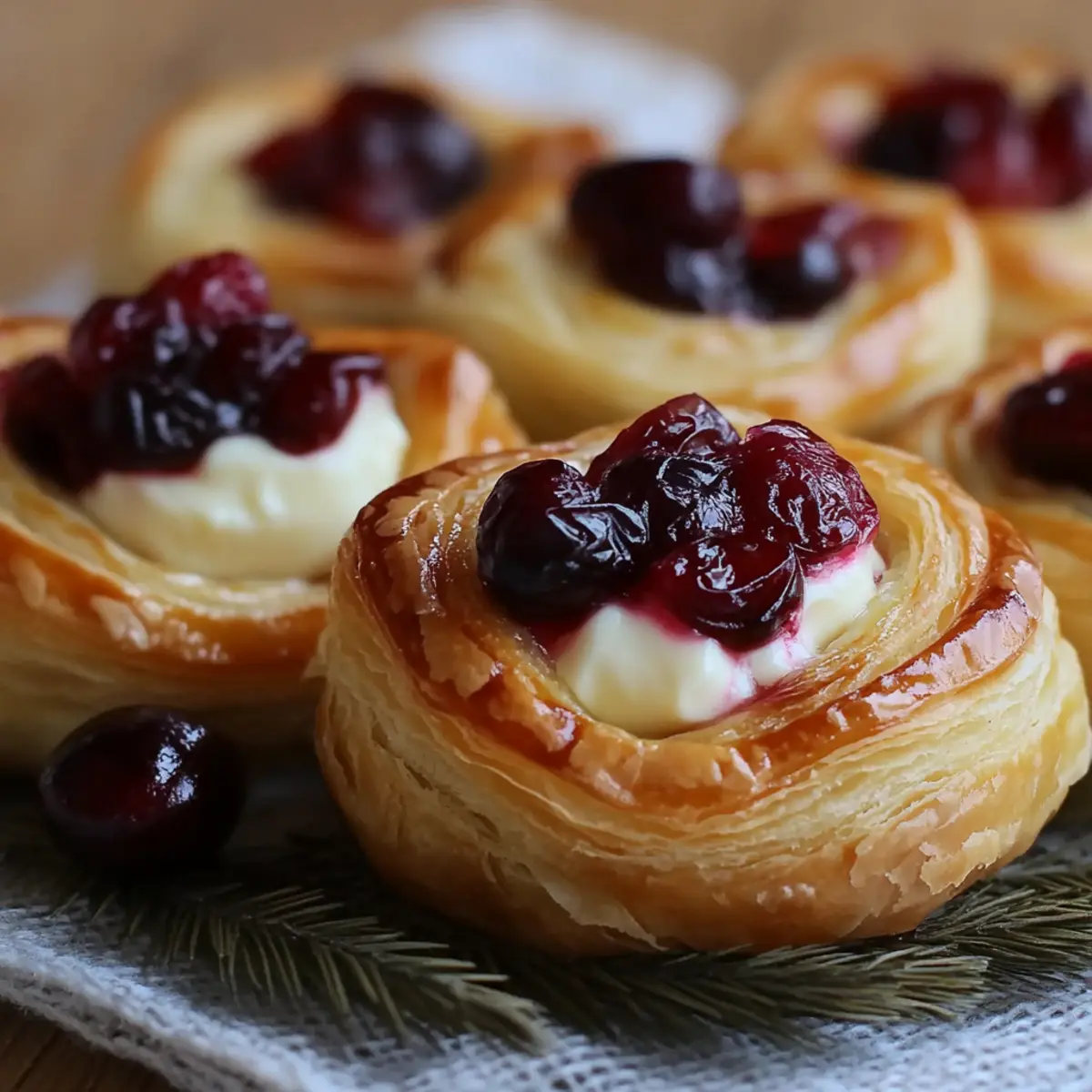 Cranberry Cream Cheese Puff Pastry Bites