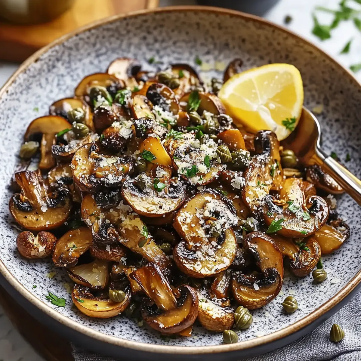 Crispy Roasted Wild Mushrooms with Garlic Lemon Capers Parmesan