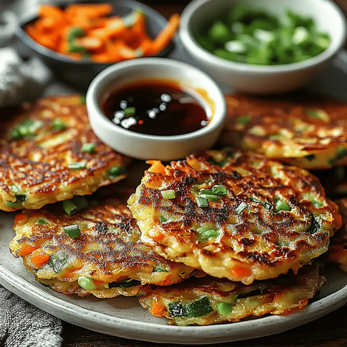 Crispy Vegetable Pancakes with Asian Dipping Sauce