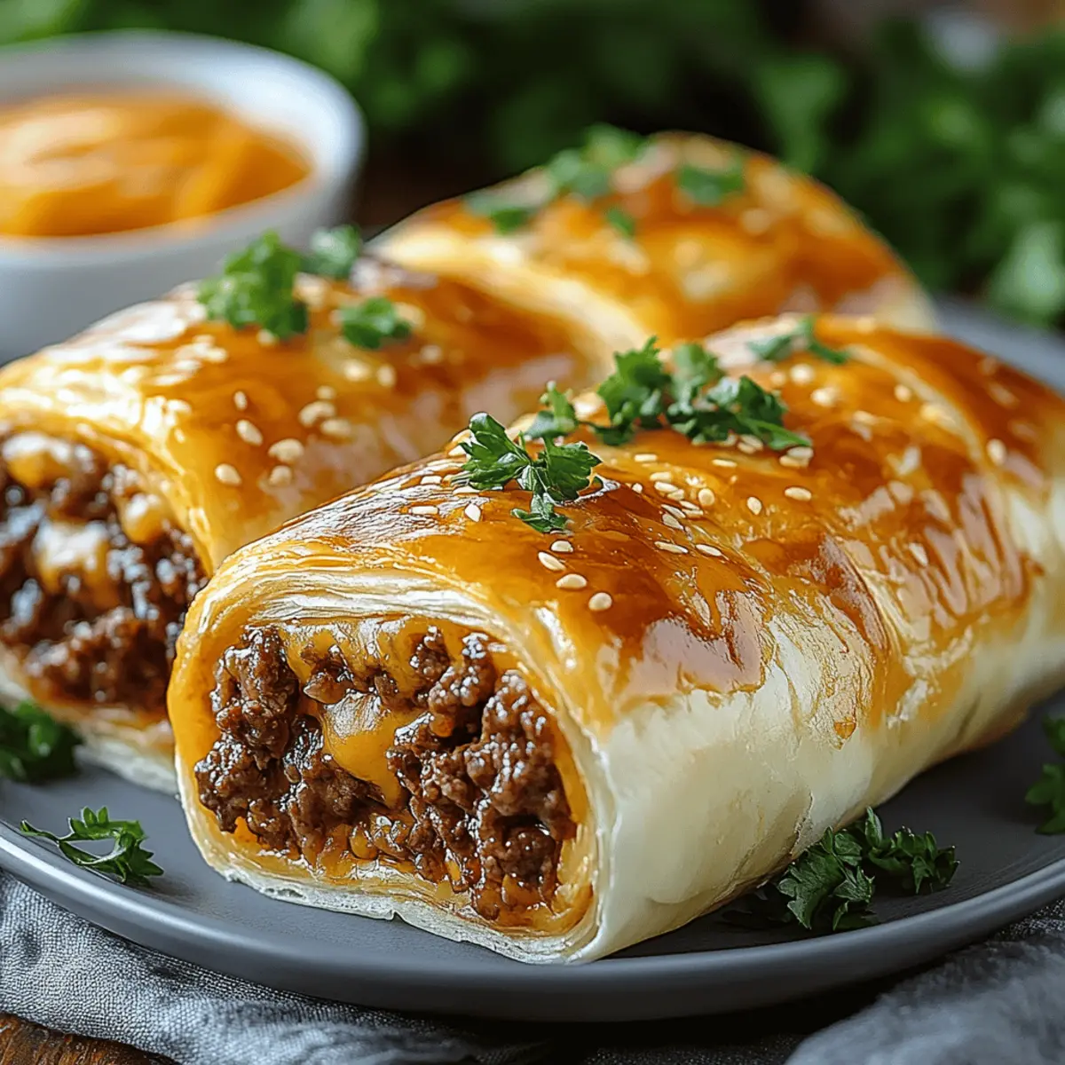 Garlic Butter Beef Cheeseburger Rollups