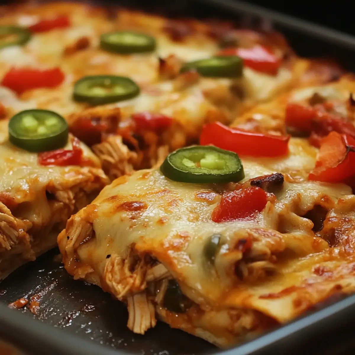 Loaded Chicken Fajita Quesadilla Bake