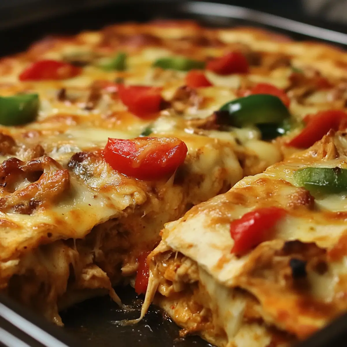 Loaded Chicken Fajita Quesadilla Bake