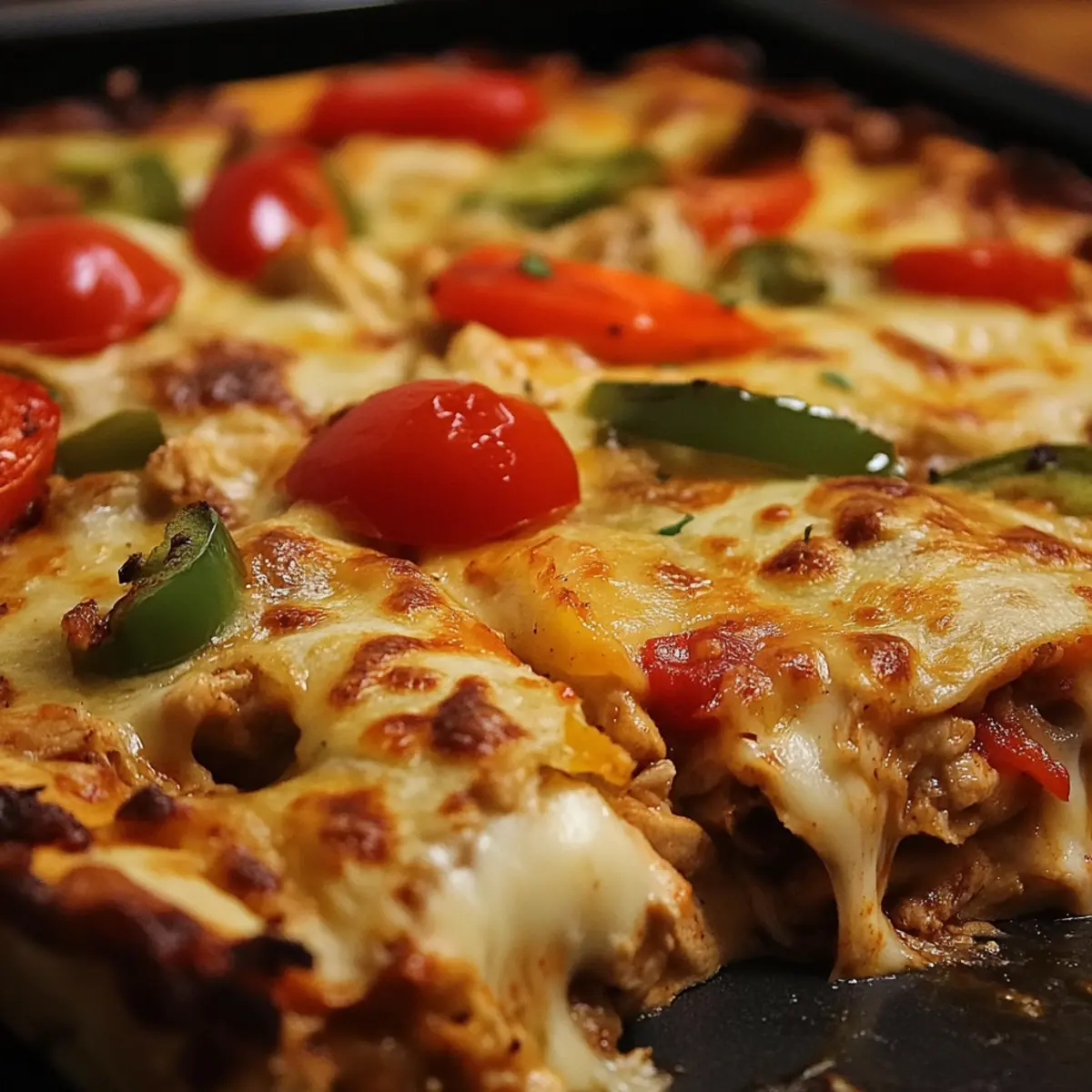 Loaded Chicken Fajita Quesadilla Bake