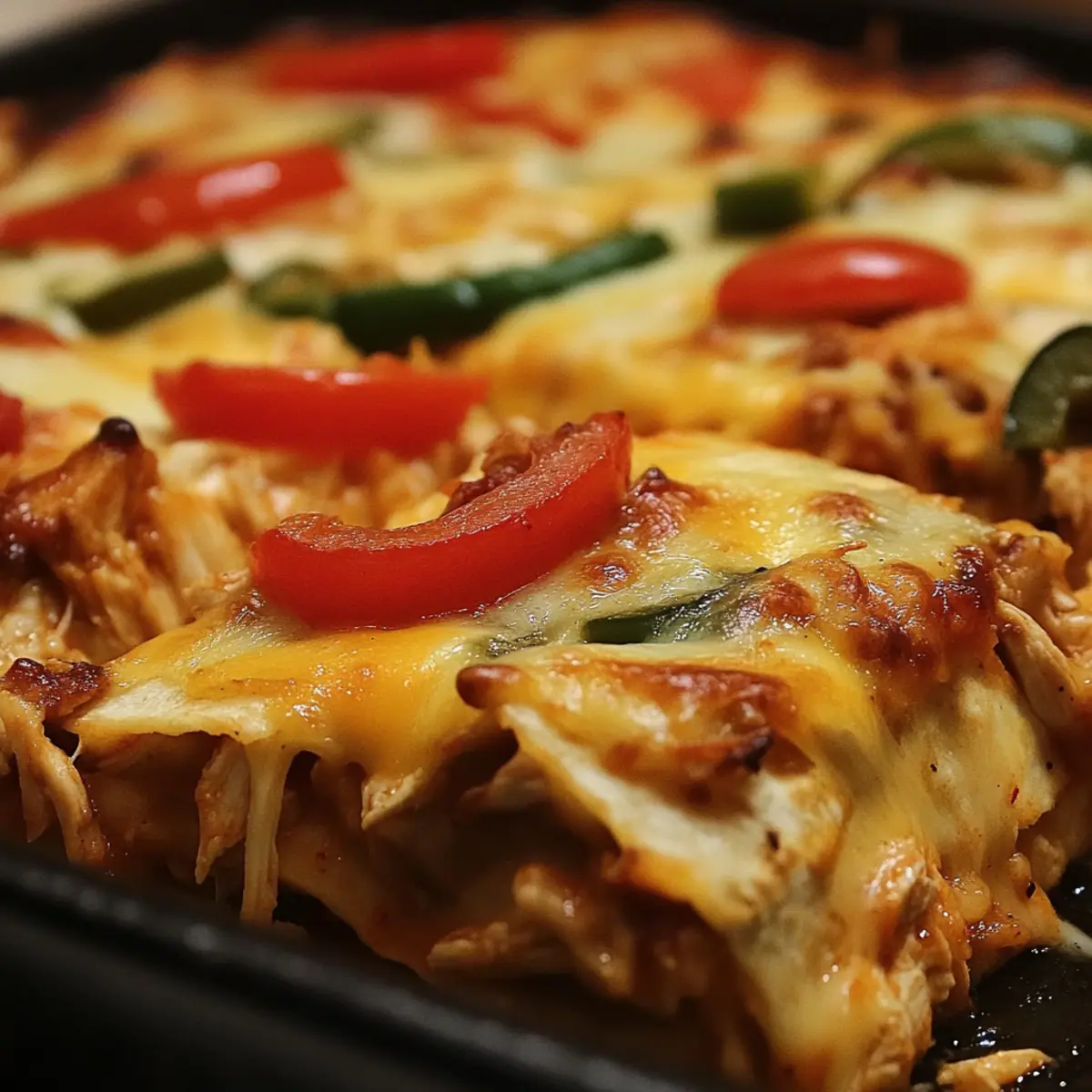 Loaded Chicken Fajita Quesadilla Bake