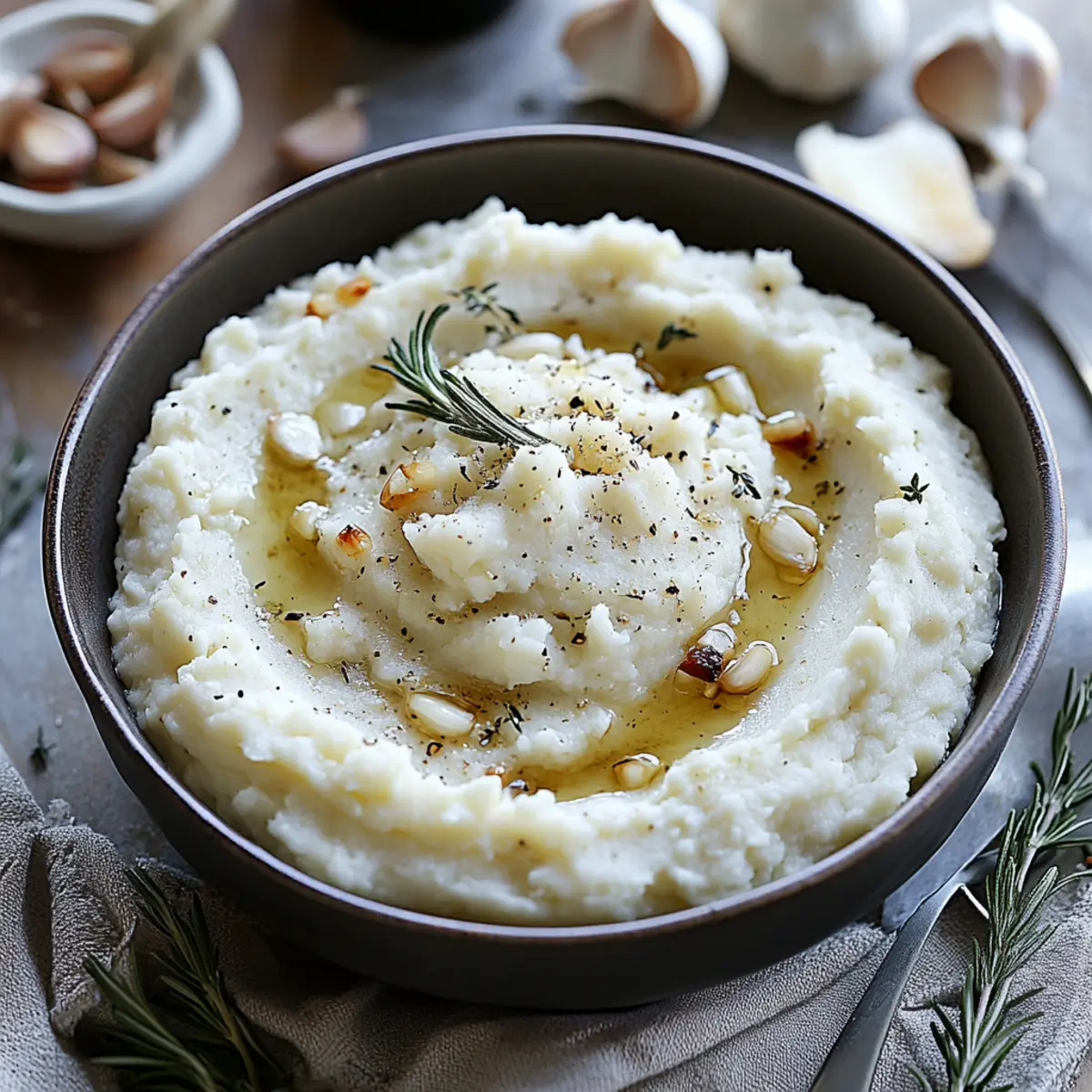 Roasted Garlic Mashed Cauliflower