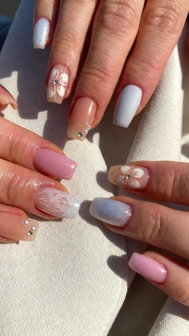12 Beautiful Bridal Soft Square Nail Ideas